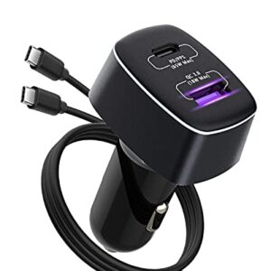 Car Charger USB C 83W, 65W Type C PD3.0 and 18W QC3.0 Dual Port Fast Car Charger Adapter for iPhone, Samsung Galaxy, iPad Pro, Pixel, MacBook, Surface Book 3 2 Laptop 4 3 Pro X 7(with 3A Cable)