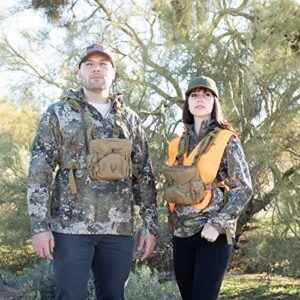 Boundless Performance Binocular Harness Chest Pack - Our Bino Harness case is Great for Hunting, Hiking, and Shooting - Bino Straps Secure Your Binoculars - Holds rangefinders, Bullets, Gear - Coyote