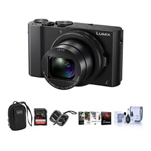 panasonic lumix dmc-lx10 4k digital point and shoot camera, 20.1 megapixel 1-inch sensor bundle with camera bag, 32gb sd card, sd card case, pc software kit, cleaning kit