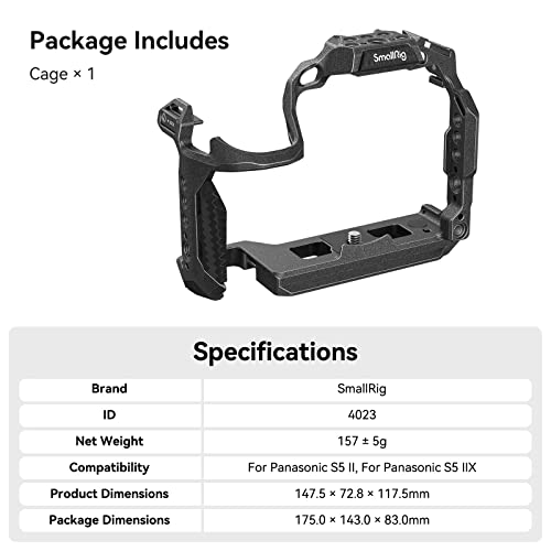 SmallRig S5 II Cage S5 IIX Cage for Panasonic LUMIX S5 II / S5 IIX with Built-in Quick-Release Plate for Arca-Swiss - 4023