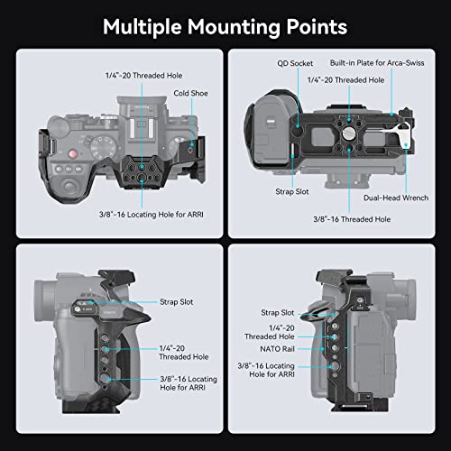 SmallRig S5 II Cage S5 IIX Cage for Panasonic LUMIX S5 II / S5 IIX with Built-in Quick-Release Plate for Arca-Swiss - 4023