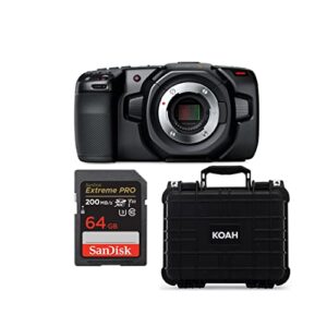 blackmagic design pocket 4k cinema camera bundle with 64gb memory card and case (3 items)