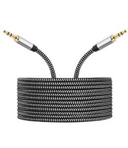 morelecs aux cord, 3.5mm audio cable nylon braided aux cable (4ft,hi-fi sound), 3.5mm male to male aux cord for car, headphones, home stereos, speaker, iphone, ipad, ipod, echo & more