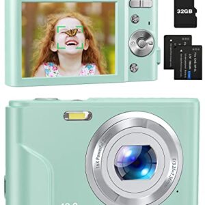 Digital Camera for Kids,1080P 48MP Autofocus Kids Camera with 32GB SD Card, Kids Digital Video Camera with 16X Zoom, Compact Portable Mini Cameras for Kids, Girls, Boys, Teens (Green)