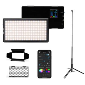 lume cube rgb panel pro, 60 inch light stand, & accessories | full color rgb light for professional dslr cameras | adjustable color camera lighting, tripod from 14 to 60 inches, 1/4″ 20 mount