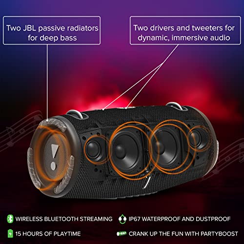 JBL Xtreme 3 Portable Bluetooth Speaker - Powerful Sound & Deep Bass - IP67 Waterproof - Pair with Multiple Speakers - Wireless Bluetooth Speaker Bundle with Megen Protective Hardshell Case (Black)