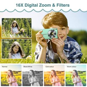 Digital Camera 1080P 44MP Kids Camera Digital Point and Shoot Camera with 32GB Memory Card,16X Zoom Vlogging Camera for Children Boys Girls Students