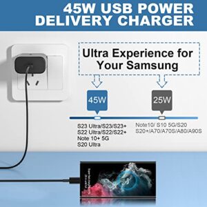 45W Samsung Super Fast Type C Charger with 10FT Android Phone Fast Charging Cable for Samsung Galaxy S23 Ultra/S23/S22 Ultra/S22/S21/S20, Note 10+ 5G/Note 20, Galaxy Tab S7/S8