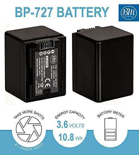 BM Premium BP-727 Battery for Canon Vixia HF R80, HF R82, HF R800, HFR70, HFR72, HFR700, HFM50, HFM52, HFM500, HFR30, HFR32, HFR300, HFR40, HFR42, HFR400, HFR50, HFR52, HFR500, HFR60, HFR62, HFR600