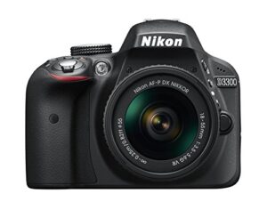 nikon d3300 digital slr camera (24.2 mp, af-p 18-55vr lens kit, 3 inch lcd screen) – black