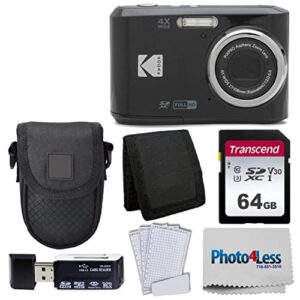 kodak pixpro fz45 digital camera + black point & shoot camera case + transcend 64gb sd memory card + tri-fold memory card wallet + hi-speed sd usb card reader + more!… (black)
