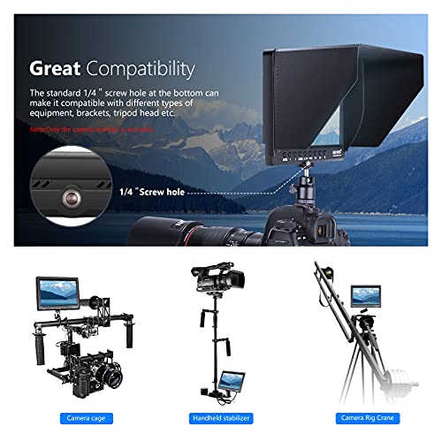 Neewer F100 7 Inch Camera Field Monitor HD Video Assist Slim IPS 1280x800 HDMI Input 1080p with 2600mAh Li-ion Battery/USB Charger for DSLR Cameras, Handheld Stabilizer, Film Video Making Rig