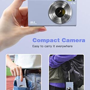 Digital Camera 2.7K 48MP Vlogging Camera, Auto Focus Digital Point and Shoot Camera with 32GB Memory Card,16X Zoom, Time Lapse Digital Cameras for Kids Teenagers Students Boys Girls,Purple