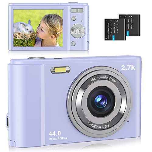 Digital Camera, FHD 2.7K Digital Camera for Kids with 16X Digital Zoom Compact Point and Shoot Camera 3.0Inch IPS Screen Portable Small Camera for Kids Teens Students Boys Girls