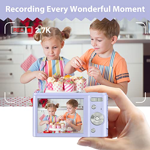 Digital Camera, FHD 2.7K Digital Camera for Kids with 16X Digital Zoom Compact Point and Shoot Camera 3.0Inch IPS Screen Portable Small Camera for Kids Teens Students Boys Girls