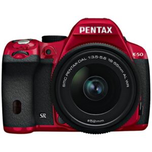 pentax k-50 16mp digital slr camera kit with da l 18-55mm wr f3.5-5.6 lens (red)