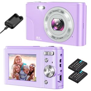 digital camera, humidier fhd 1080p 36mp 16x digital zoom mini vlogging video camera with battery charger, compact portable cameras point and shoot camera for kids,teens,beginners (purple)