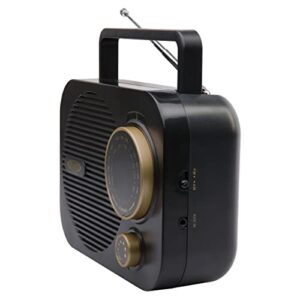 Jensen MR-550 Gold Modern Portable AM/FM Radio, Vintage Retro Rotary Dial with Built in Speakers + Aux Line-in, Power Plug or 4 x ‘C’ Batteries - (Limited Edition)