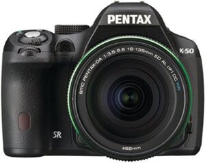 pentax k-50 16mp digital slr camera kit with da 18-135mm wr f3.5-5.6 lens (black)