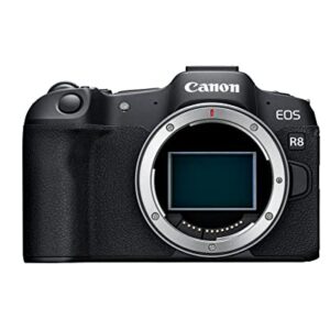 Canon EOS R8 Full-Frame Mirrorless Camera (Body Only), RF Mount, 24.2 MP, 4K Video, DIGIC X Image Processor, Subject Detection & Tracking, Compact, Lightweight, Smartphone Connection, Content Creator