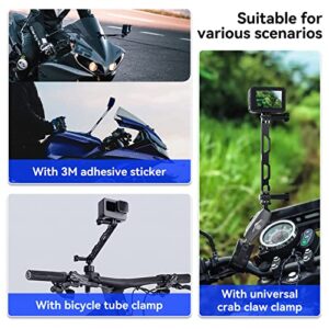 TELESIN Claw Clamp Mount + Extension Rod + Phone Holder Bundle Kit, 360 Dual Ball Head Gripper Monitor, Bicycle Bike Motorcycle Handlebar Boat Vehicle Clip for GoPro Insta360 AKASO Smartphone