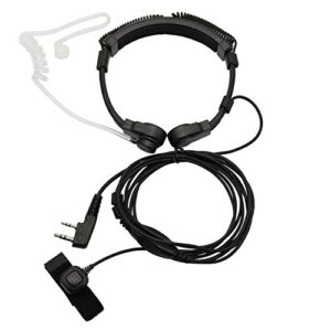 flexible throat mic microphone covert acoustic tube tactical walkie talkies earpiece headset with finger ptt is compatible with retevis h-777 baofeng uv-5r 666s 777s 888s kenwood pro-talk xls 2pin