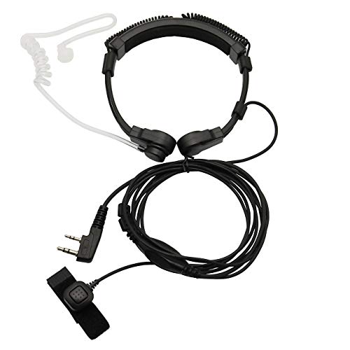 Flexible Throat Mic Microphone Covert Acoustic Tube Tactical Walkie Talkies Earpiece Headset with Finger PTT is Compatible with Retevis H-777 Baofeng Uv-5r 666s 777s 888s Kenwood Pro-Talk XLS 2pin