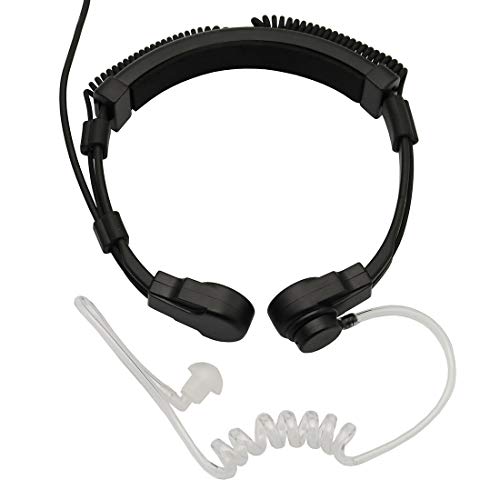 Flexible Throat Mic Microphone Covert Acoustic Tube Tactical Walkie Talkies Earpiece Headset with Finger PTT is Compatible with Retevis H-777 Baofeng Uv-5r 666s 777s 888s Kenwood Pro-Talk XLS 2pin