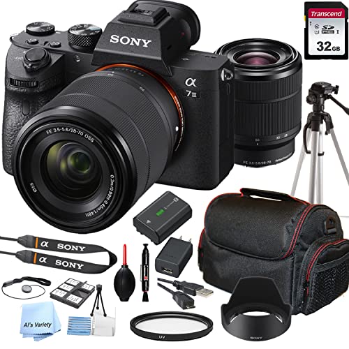 Sony Alpha a7 III Mirrorless Digital Camera with 28-70mm Lens, 32GB Card, Tripod, Case, and More (21pc Bundle)