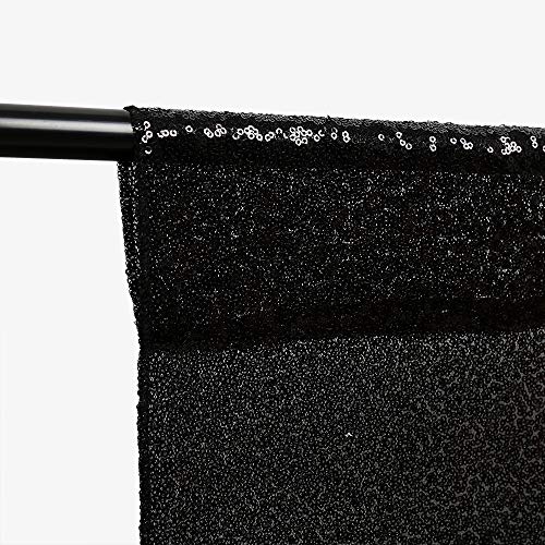 Black Backdrop Curtain Glitter Curtains 4 Panels 2ftx8ft Black Shimmer Wall Backdrop Curtains for Party Fabric