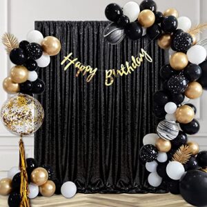 Black Backdrop Curtain Glitter Curtains 4 Panels 2ftx8ft Black Shimmer Wall Backdrop Curtains for Party Fabric