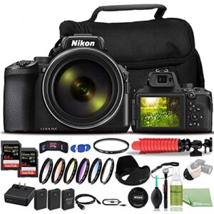 nikon coolpix p950 digital camera – bundle – (26532) + color multicoated 6pcs filter set + 2x en-el20 battery + 2x sandisk?extreme pro 64gb card + large case + 12 inch flexible tripod + more