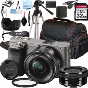 sony a6000 mirrorless digital camera(graphite) with 16-50mm lens + 32gb card, tripod, case, and more (18pc bundle)