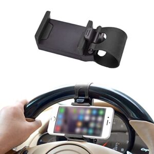 car steering wheel phone mount, portable steering wheel phone holder mount clip, steering wheel smartphone mount, phone holder universal for most phones (black)