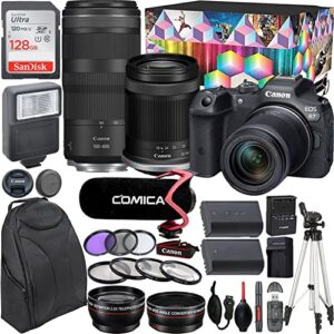 camera bundle for canon eos r7 mirrorless camera with rf-s 18-150mm f/3.5-6.3 is stm and rf 100-400mm f/5.6-8 is usm lens + microphone with video kit accessories (renewed)