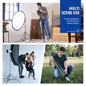 NEEWER 7.2ft/2.2m Stainless Steel Light Stand, Spring Cushioned Heavy Duty Photography Tripod Stand with 1/4” to 3/8” Universal Screw Adapter for Strobe,LED Video Light,Ring Light, Monolight, Softbox