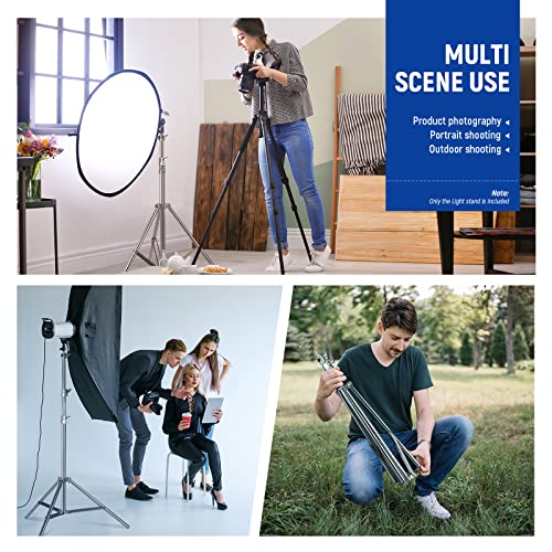 NEEWER 7.2ft/2.2m Stainless Steel Light Stand, Spring Cushioned Heavy Duty Photography Tripod Stand with 1/4” to 3/8” Universal Screw Adapter for Strobe,LED Video Light,Ring Light, Monolight, Softbox