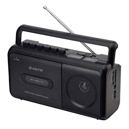 G Keni Portable Cassette Player Boombox AM/FM Radio Stereo, CasetteTape Player Recorder with Earphone Jack Battery Operated or AC Powered