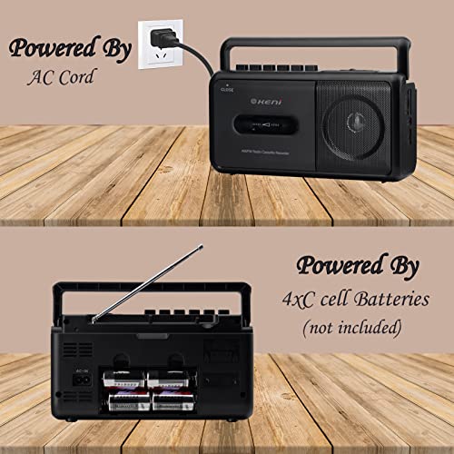 G Keni Portable Cassette Player Boombox AM/FM Radio Stereo, CasetteTape Player Recorder with Earphone Jack Battery Operated or AC Powered