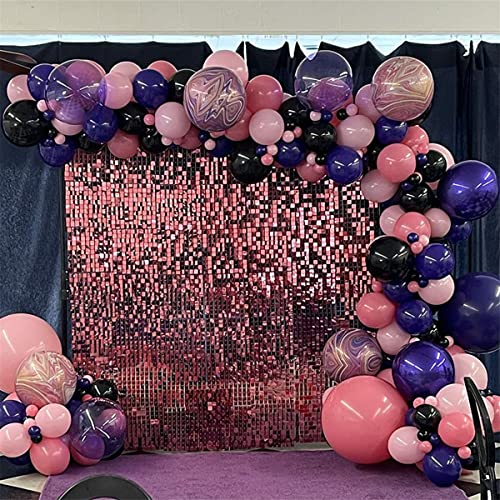 Square Shimmer Panels (Pack of 24) Sequin Shimmer Wall Backdrop Decoration Panels Glitter Bling Sequin Photo Backdrops for Birthday Anniversary Engagement Parties Decor Pink