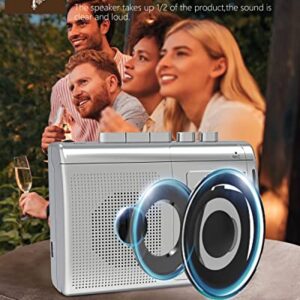 Gracioso Portable Cassette Player Recorder with Bluetooth Transmitter, AM FM Walkman Cassette Player with Headphone Jack & Big Speaker,Microphone Jack, 2*AA Battery Opearated Cassette Tape Player