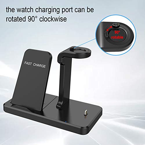 Charger Stand Compatible with Garmin Instinct 2/D2 Air X10/Venu Sq/Forerunner 745/Vivoactive 4/3 Music/Fenix 7S/7/7x/5/6/6S/6X/Epix Gen 2 Watch Charger 3 in 1 Wireless Charger Station Type C