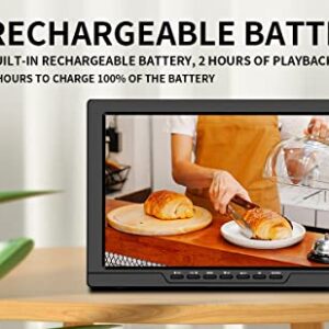 13.3inch Rechargeable Battery TV, Support/Car/Travel/Hurricane/Small ATSC Digital TV and Playback USB/AV in/HDMI in Port, Remote Control Function