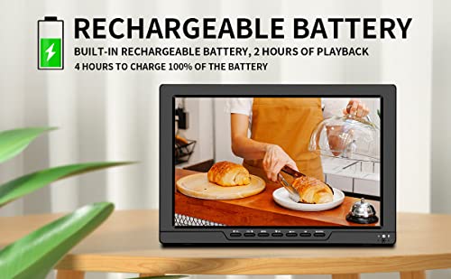 13.3inch Rechargeable Battery TV, Support/Car/Travel/Hurricane/Small ATSC Digital TV and Playback USB/AV in/HDMI in Port, Remote Control Function