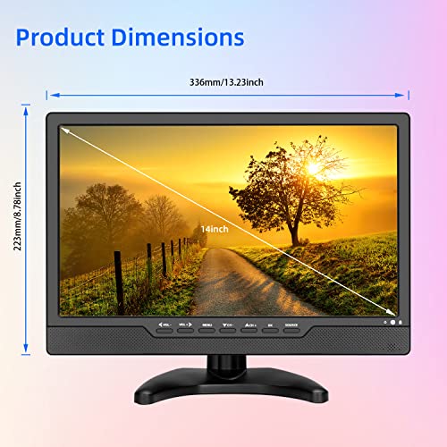 13.3inch Rechargeable Battery TV, Support/Car/Travel/Hurricane/Small ATSC Digital TV and Playback USB/AV in/HDMI in Port, Remote Control Function