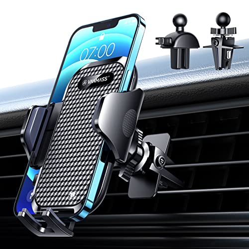 [Upgraded] VANMASS BEST Car Vent Phone Holder Mount Compatible for iPhone 14 13 Pro Max 12 11 X Xr Xs 8 7 Plus Mini Se Android Mobile Cell Smartphone Universal Vehicle Handsfree Easy Clamp Clip Cradle