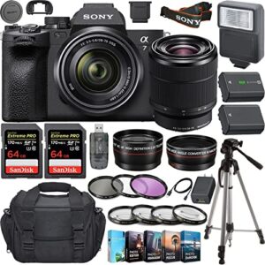 camera bundle for sony a7 iv full-frame mirrorless camera with fe 28-70mm f/3.5-5.6 oss lens and accessories (128gb, photo/video editing software, and more) (renewed)