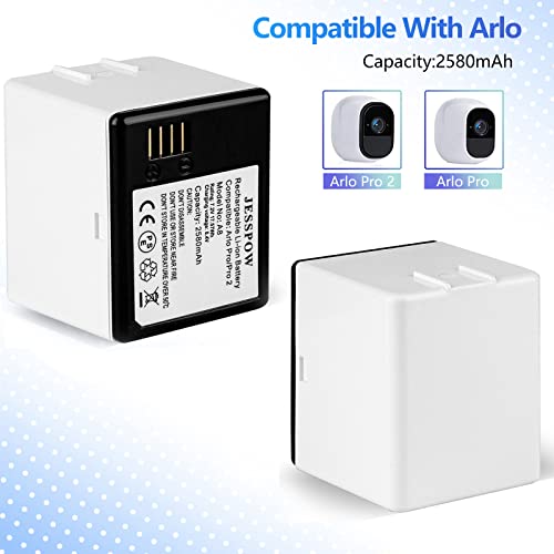 JESSPOW Replacement Battery for Arlo Pro, Arlo Pro 2 (VMA4400), 2-Pack 2580mAh Li-ion Rechargeable Batteries for Arlo Pro/Pro 2 [ ONLY for Arlo Pro/Pro 2 Camera, NOT Compatible with Ultra/Pro 3 ]