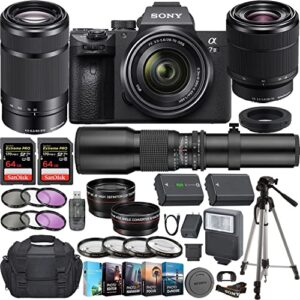 camera bundle for sony a7 iii mirrorless camera with fe 28-70mm f/3.5-5.6 oss, e 55-210mm f/4.5-6.3 oss, 500mm f/8.0 manual focus lens + accessories (renewed)