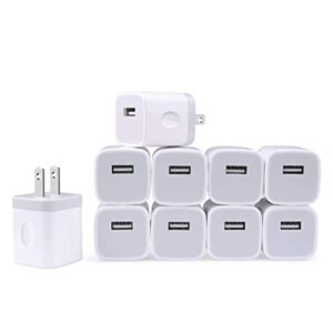 charging block for iphone, charger box, usb cube, nonouv 10-pack single port wall charger 1a/5v usb outlet plug adapter power bricks for iphone 13 12 11 pro se xr xs x 8 7 6 6s plus, ipad, samsung